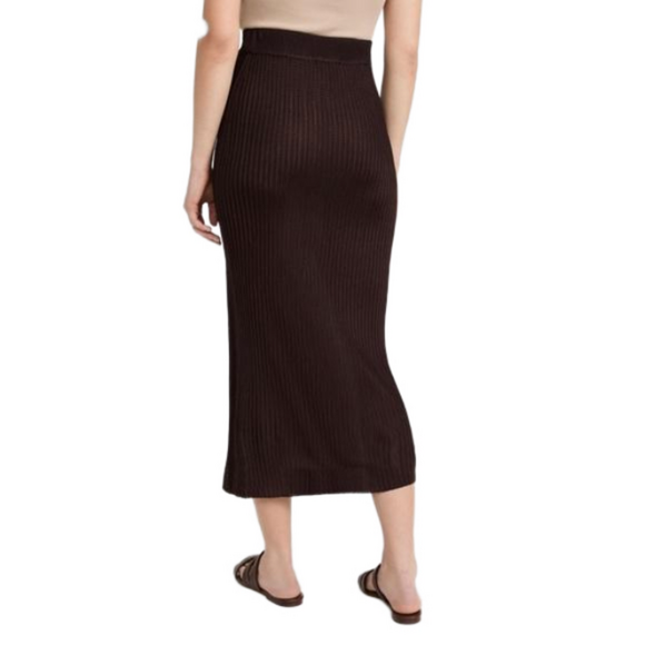 Ninety Percent Rib Split Front Midi Skirt Truffle - Picture 3 of 16
